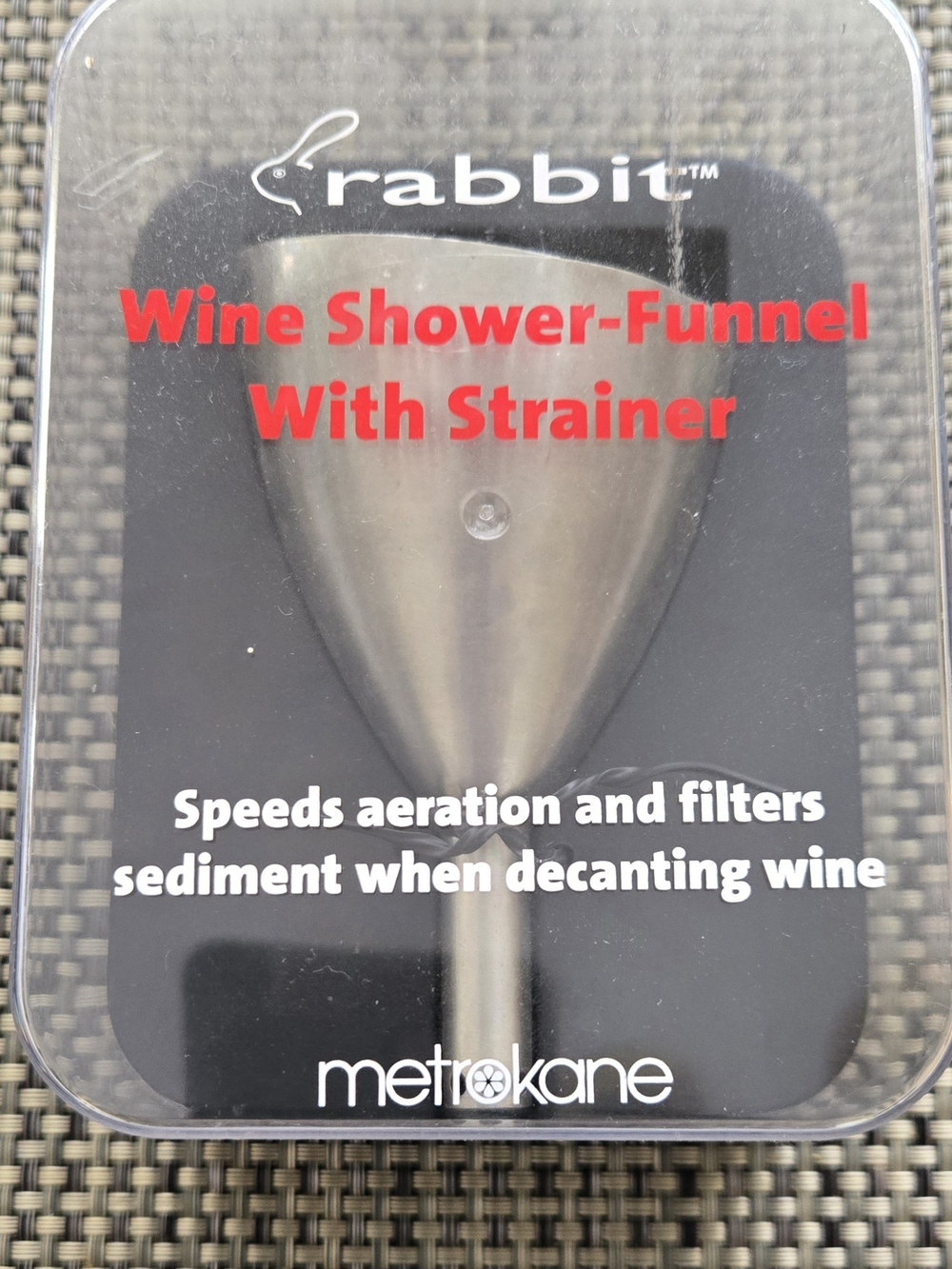 Rabbit by Metrokane Stainless Steel Wine Shower Funnel with Strainer - Silver
